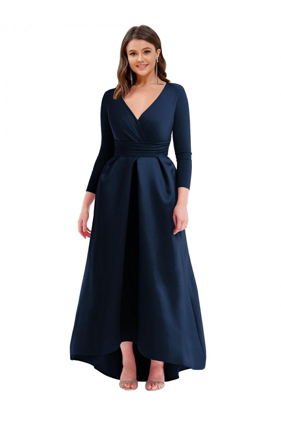 Long Sleeves V-Neck Spandex Ball Gown High Low Plus Size Evening Gown / Prom Dress / Bridesmaid Dress Brisbane