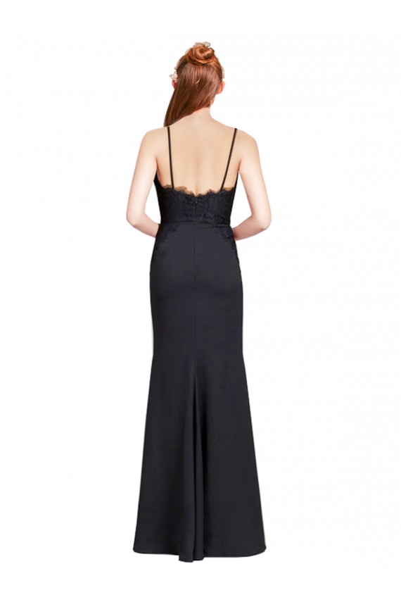 Sleeveless Spaghetti Straps Low Back Stretch Crepe Mermaid Prom Dress / Bridesmaid Dress Brisbane