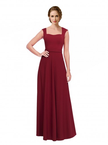 Sleeveless Square Neck Stretch Crepe A-Line Prom Dress / Bridesmaid Dress Brisbane