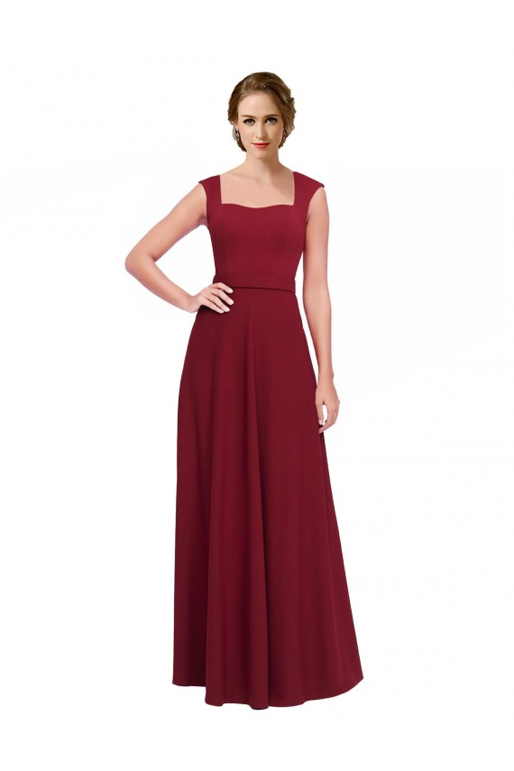 Sleeveless Square Neck Stretch Crepe A-Line Prom Dress / Bridesmaid Dress Brisbane