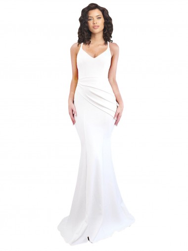Sleeveless Spaghetti Straps Low Back Stretch Crepe Mermaid Black Tie Evening Gown / Prom Dress / Bridesmaid Dress Brisbane