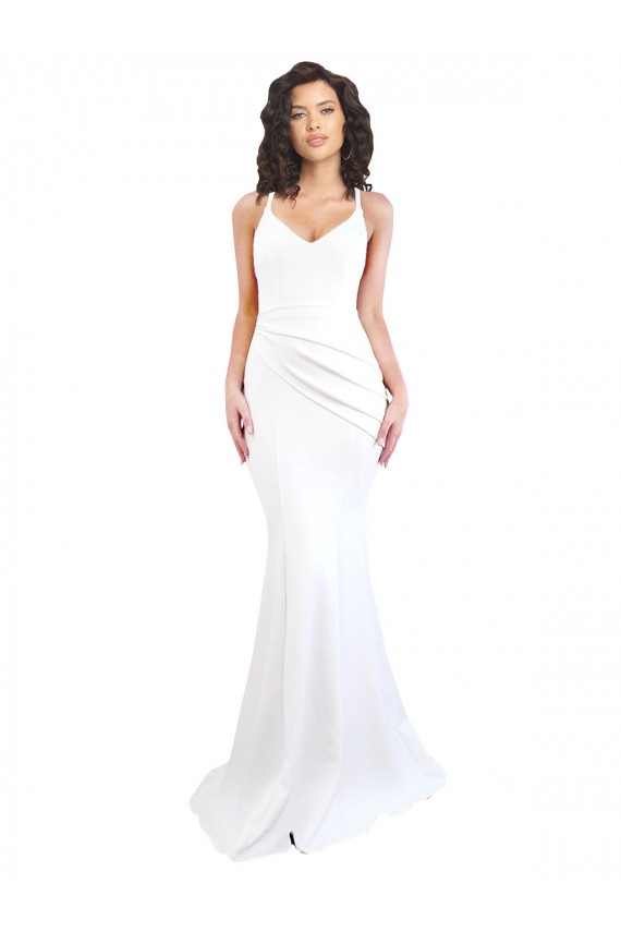 Sleeveless Spaghetti Straps Low Back Stretch Crepe Mermaid Black Tie Evening Gown / Prom Dress / Bridesmaid Dress Brisbane