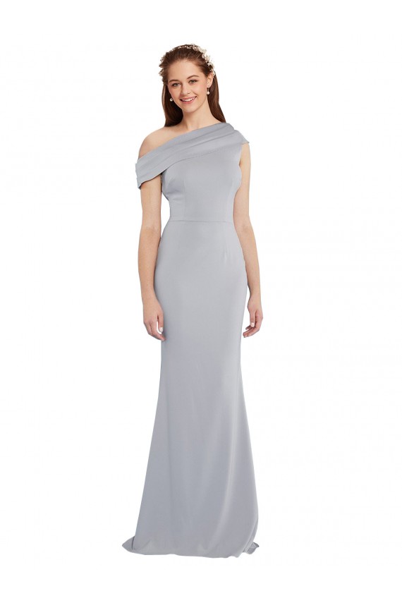 Sleeveless Grey One Shoulder Stretch Crepe Mermaid Formal Dress / Bridesmaid Dress Brisbane