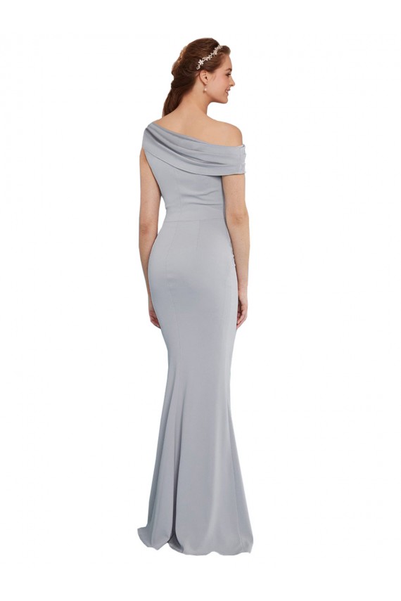 Sleeveless Grey One Shoulder Stretch Crepe Mermaid Formal Dress / Bridesmaid Dress Brisbane