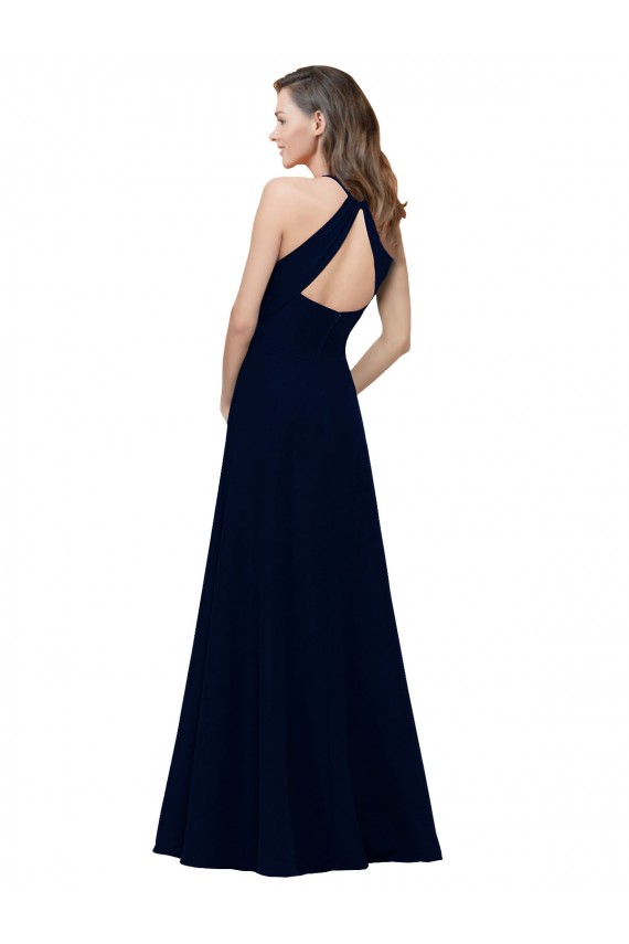 Sleeveless Jewel Neck Keyhole Back Stretch Crepe A-Line Prom Dress / Bridesmaid Dress Brisbane