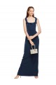 Sleeveless Dark Navy Scoop Neck Low Back Stretch Crepe Sheath Formal Evening Gown / Prom Dress / Bridesmaid Dress Brisbane