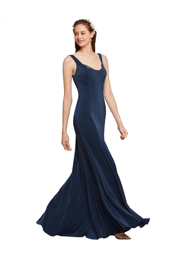 Sleeveless Round Neck Low Back Stretch Crepe A-Line Prom Dress / Bridesmaid Dress Brisbane