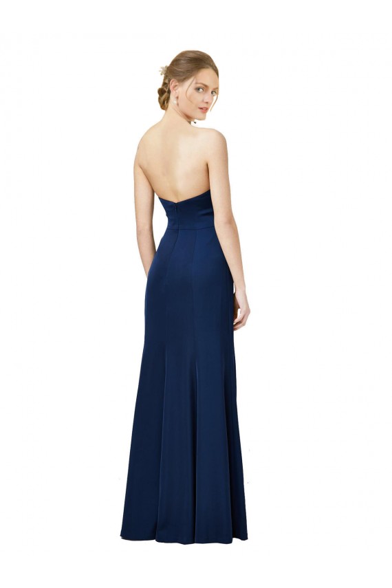 Sleeveless Black Strapless Low Back Stretch Crepe Sheath Formal Dress / Bridesmaid Dress Brisbane
