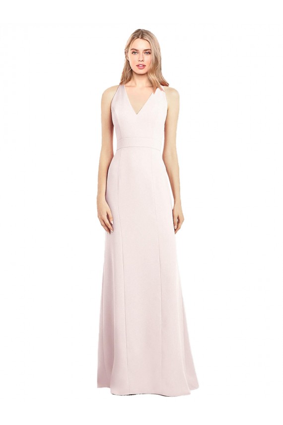 Sleeveless Pink V-Neck Keyhole Back Stretch Crepe Trumpet Semi Formal Evening Dress / Prom Dress / Bridesmaid Dress Brisbane
