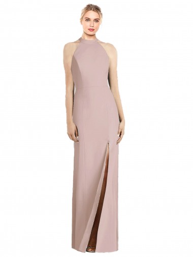 Sleeveless Halter Neck Open Back Stretch Crepe Trumpet Semi Formal Evening Dress / Bridesmaid Dress Brisbane