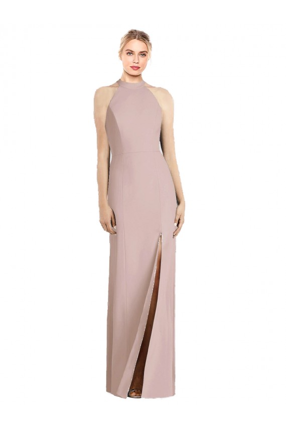 Sleeveless Halter Neck Open Back Stretch Crepe Trumpet Semi Formal Evening Dress / Bridesmaid Dress Brisbane