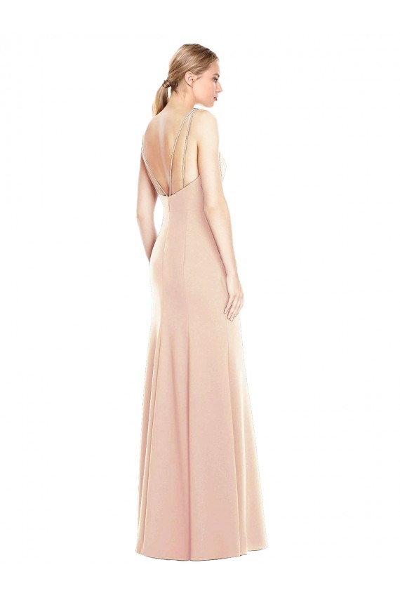 Sleeveless Nude Bateau Neck Open Back Stretch Crepe Trumpet Semi Formal Evening Dress / Prom Dress / Bridesmaid Dress Brisbane