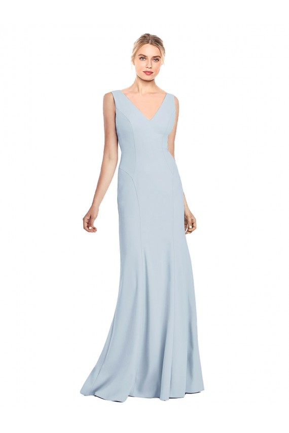 Sleeveless V-Neck Low Back Stretch Crepe Trumpet Bridesmaid Dress / Formal Dress Brisbane