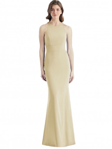 Sleeveless Bateau Neck Criss Cross Open Back Stretch Crepe Trumpet Semi Formal Evening Dress / Prom Dress / Bridesmaid Dress Brisbane