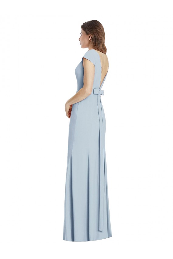 Cap Sleeves Bateau Neck Open Back Stretch Crepe Trumpet Formal Dress / Bridesmaid Dress Brisbane