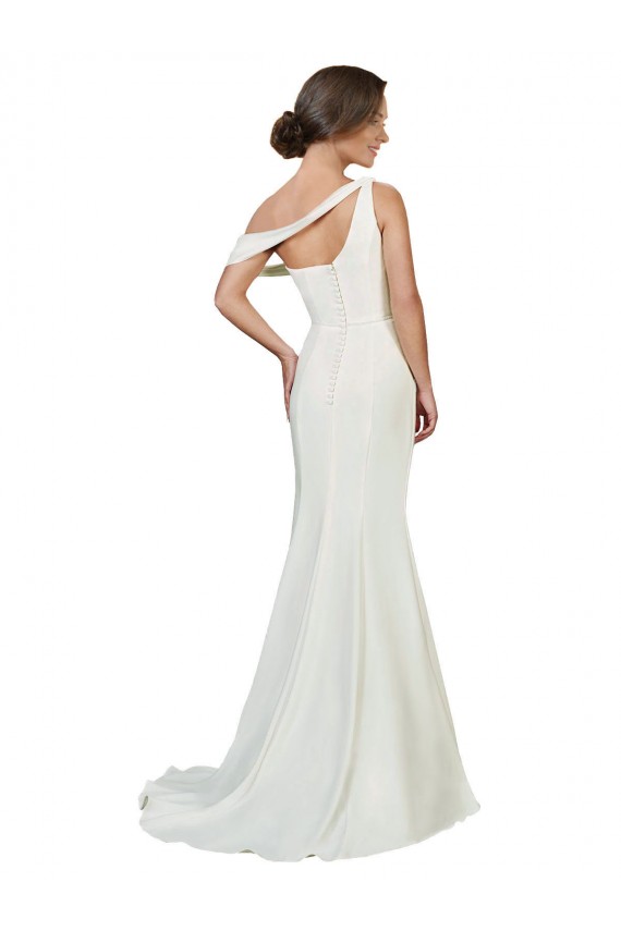 Sleeveless Ivory One Shoulder Stretch Crepe Sheath Formal Evening Gown / Prom Dress / Bridesmaid Dress Brisbane