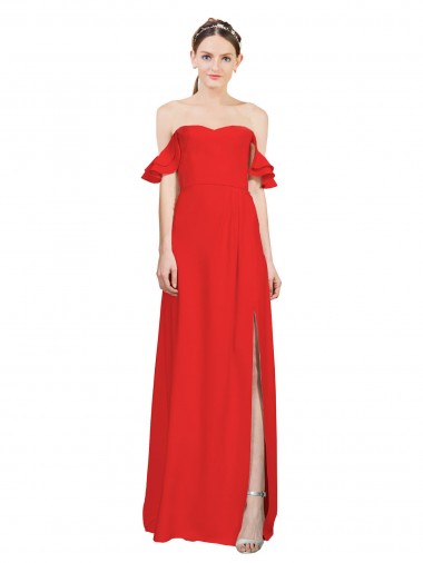 Sleeveless Red Off the Shoulder Stretch Crepe A-Line Formal Evening Gown / Prom Dress / Bridesmaid Dress Brisbane