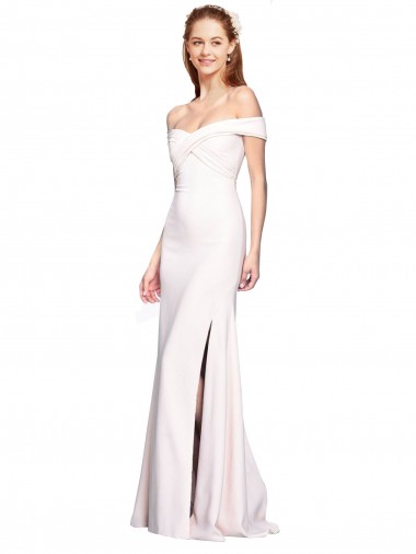 Sleeveless White Off the Shoulder Stretch Crepe Mermaid Formal Dress / Bridesmaid Dress Brisbane