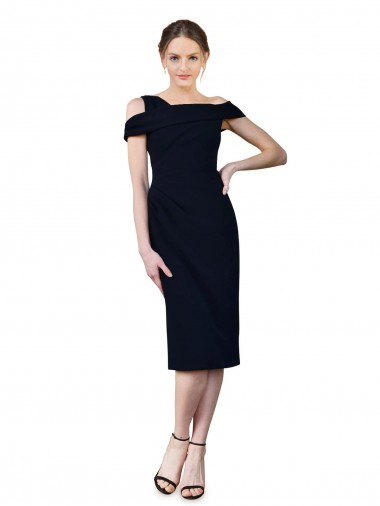 Sleeveless Dark Navy Off the Shoulder Stretch Crepe Mermaid Formal Evening Gown / Prom Dress / Bridesmaid Dress Brisbane