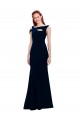 Sleeveless Dark Navy Off the Shoulder Long Stretch Crepe Mermaid Prom Dresses Brisbane