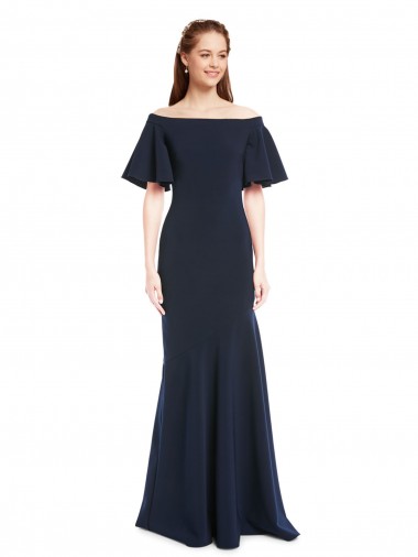 Short Sleeves Off the Shoulder Stretch Crepe Mermaid Bridesmaid Dress / Formal Dress Brisbane