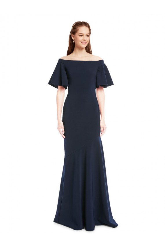 Short Sleeves Off the Shoulder Stretch Crepe Mermaid Bridesmaid Dress / Formal Dress Brisbane