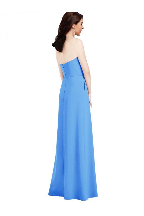Sleeveless Peacock Blue Strapless Low Back Stretch Crepe Trumpet Semi Formal Evening Dress / Prom Dress / Bridesmaid Dress Brisbane