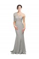 Sleeveless One Shoulder Low Back Stretch Crepe & Tulle Mermaid Formal Evening Gown / Prom Dress / Bridesmaid Dress Brisbane