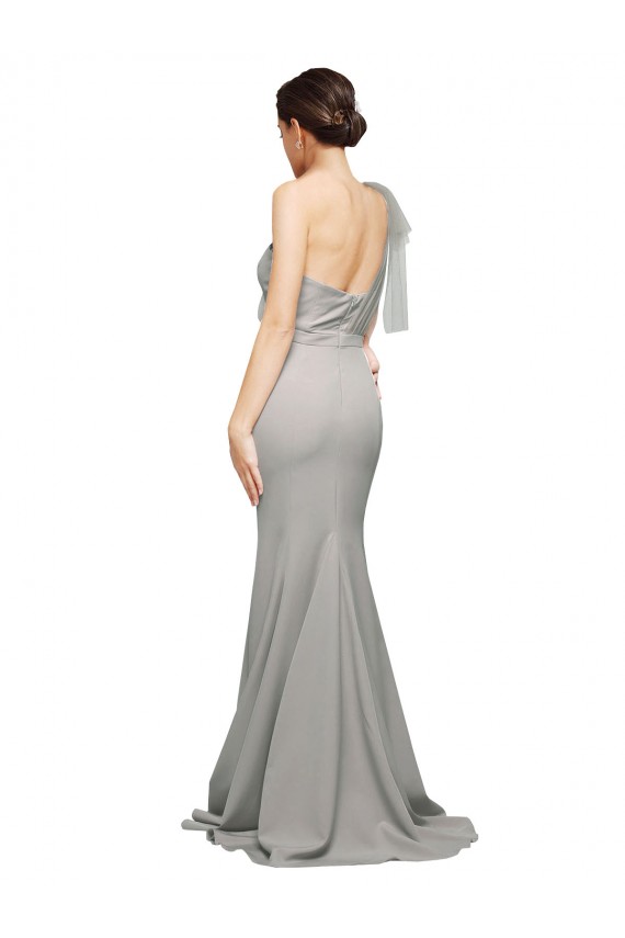 Sleeveless One Shoulder Low Back Stretch Crepe & Tulle Mermaid Formal Evening Gown / Prom Dress / Bridesmaid Dress Brisbane