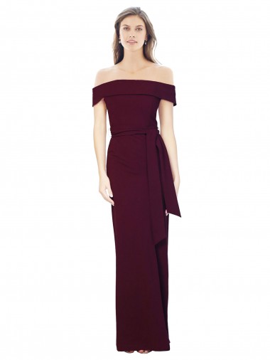 Sleeveless Burgundy Gold Off the Shoulder Low Back Stretch Crepe Mermaid Formal Evening Gown / Prom Dress / Bridesmaid Dress Brisbane