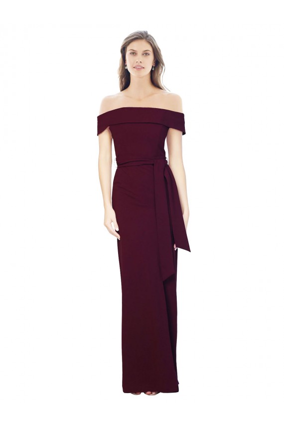Sleeveless Burgundy Gold Off the Shoulder Low Back Stretch Crepe Mermaid Formal Evening Gown / Prom Dress / Bridesmaid Dress Brisbane