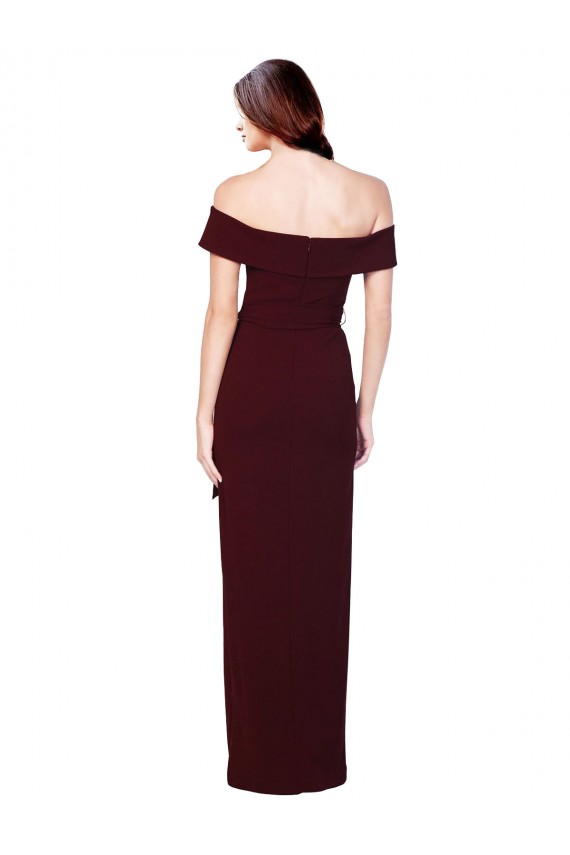 Sleeveless Burgundy Gold Off the Shoulder Low Back Stretch Crepe Mermaid Formal Evening Gown / Prom Dress / Bridesmaid Dress Brisbane