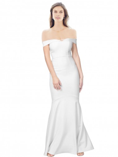 Sleeveless Off the Shoulder Low Back Stretch Crepe Mermaid Formal Dress / Bridesmaid Dress Brisbane