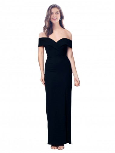 Sleeveless Black Off the Shoulder Stretch Crepe Mermaid Formal Dress / Bridesmaid Dress Brisbane