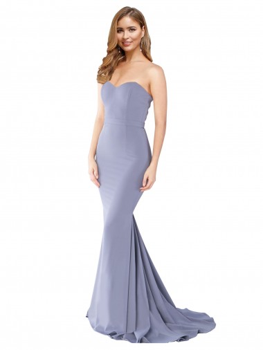Sleeveless Smoke Blue Sweetheart Low Back Stretch Crepe Mermaid Formal Evening Gown / Prom Dress / Bridesmaid Dress Brisbane