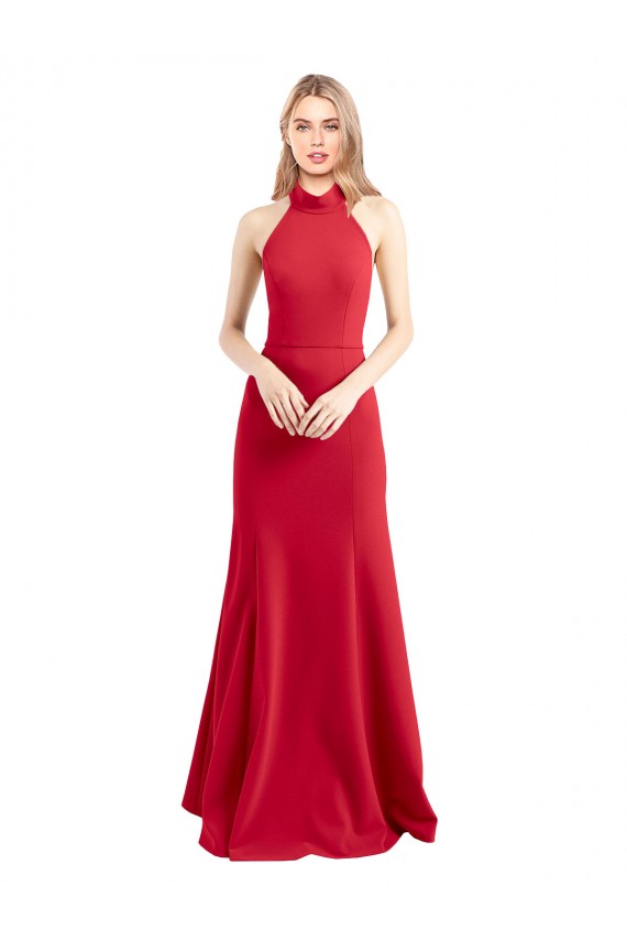 Sleeveless Halter Neck Open Back Stretch Crepe A-Line Formal Evening Gown / Prom Dress / Bridesmaid Dress Brisbane