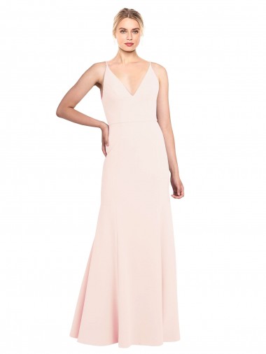 Sleeveless Pink V-Neck V-Back Stretch Crepe A-Line Formal Evening Gown / Prom Dress / Bridesmaid Dress Brisbane