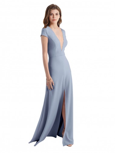 Cap Sleeves V-Neck Stretch Crepe Sheath Prom Dress / Bridesmaid Dress Brisbane