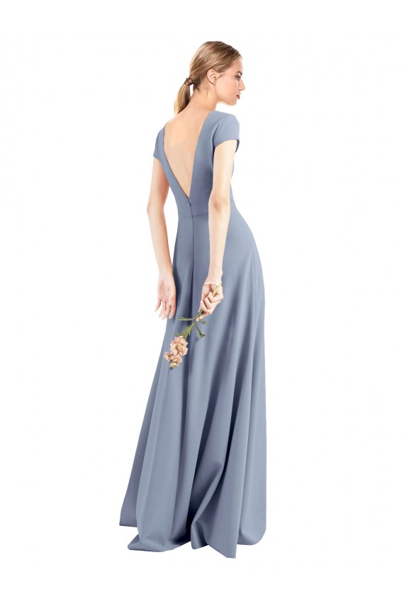 Cap Sleeves V-Neck Stretch Crepe Sheath Prom Dress / Bridesmaid Dress Brisbane
