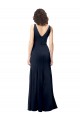 Sleeveless Dark Navy V-Neck V-Back Stretch Crepe A-Line Formal Dress / Bridesmaid Dress Brisbane