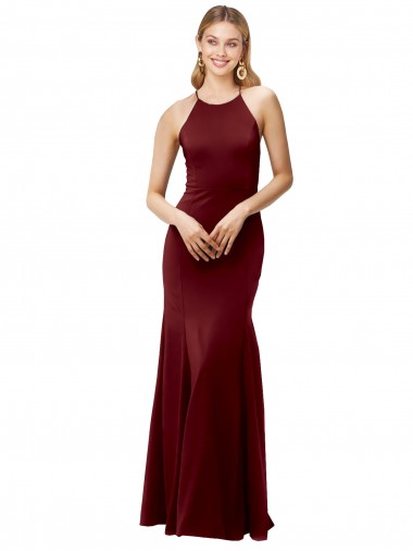 Sleeveless Halter Neck Criss Cross Back Stretch Crepe Mermaid Formal Evening Gown / Prom Dress / Bridesmaid Dress Brisbane