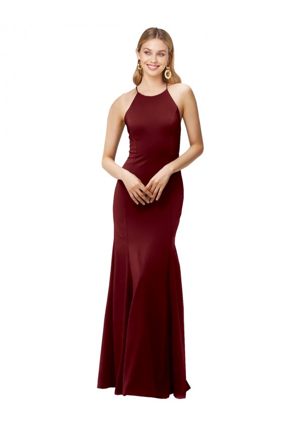 Sleeveless Halter Neck Criss Cross Back Stretch Crepe Mermaid Formal Evening Gown / Prom Dress / Bridesmaid Dress Brisbane