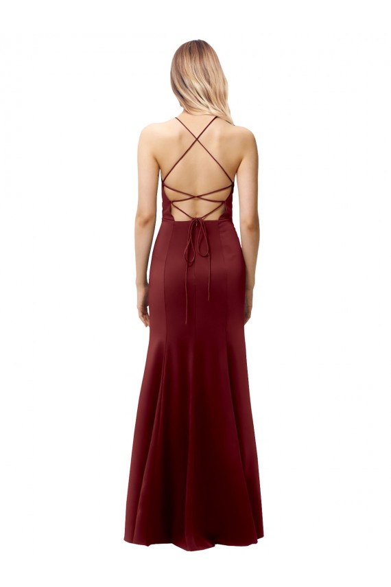Sleeveless Halter Neck Criss Cross Back Stretch Crepe Mermaid Formal Evening Gown / Prom Dress / Bridesmaid Dress Brisbane