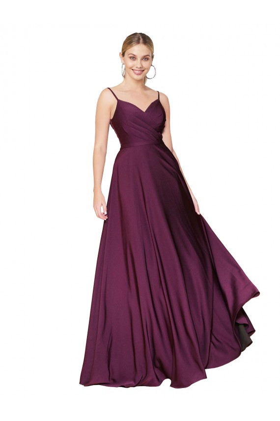 Sleeveless Spaghetti Straps V-Back Stretch Crepe A-Line Formal Evening Gown / Prom Dress / Bridesmaid Dress Brisbane