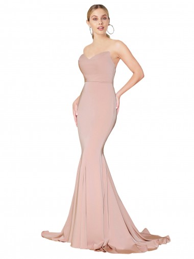 Sleeveless Mauve Sweetheart Low Back Stretch Crepe Mermaid Formal Dress / Bridesmaid Dress Brisbane