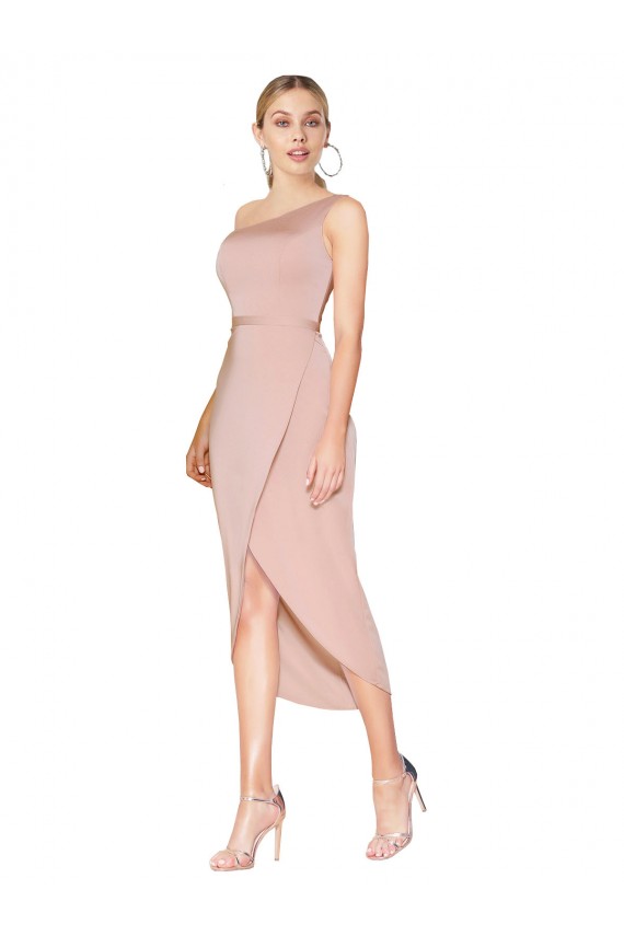 Sleeveless Mauve One Shoulder Stretch Crepe Mermaid Formal Dress / Bridesmaid Dress Brisbane