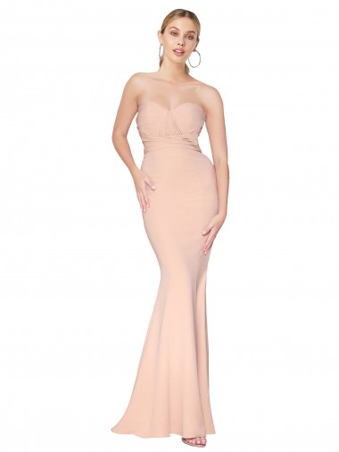 Sleeveless Nude Sweetheart Stretch Crepe Mermaid Formal Dress / Bridesmaid Dress Brisbane