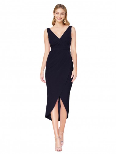 Sleeveless V-Neck Stretch Crepe Mermaid High Low Evening Gown / Prom Dress / Bridesmaid Dress Brisbane