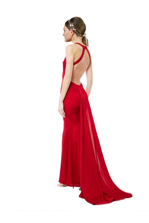 Sleeveless Halter Neck Open Back Stretch Crepe Mermaid Formal Evening Gown / Bridesmaid Dress Brisbane