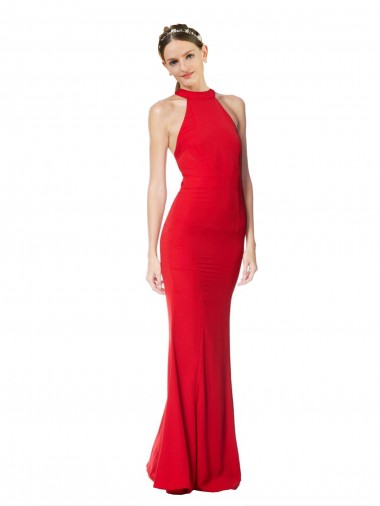 Sleeveless Halter Neck Stretch Crepe Mermaid Prom Dress / Bridesmaid Dress Brisbane